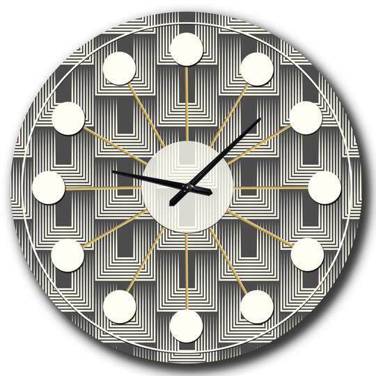 Designart 'Mimimal Black And White Design I Mid-Century Modern Wall Clock